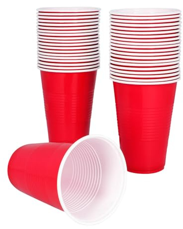 Boland 30868 – Gobelets Rouges réutilisables, Lot de 40, 530 ML, gobelets américains pour barbecues et Pique-niques, Lot de gobelets pour Beer Pong