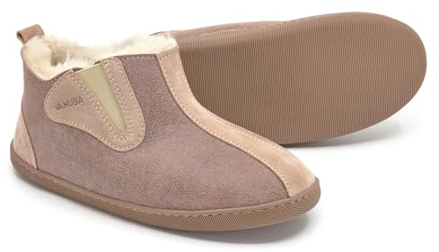 Vanuba Damenschuhe Lammfell Echtleder Wolle Pantoffeln Schlappen Damen Schuhe, beige/weiß, EU 41 41 EU Leder + Harz Beige/Weiß