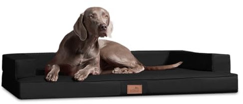 tierlando® Orthopädisches Design Hundesofa Gibson VISCO Kunstleder kubische Form (GI6- XXL 150cm, 03 Schwarz)