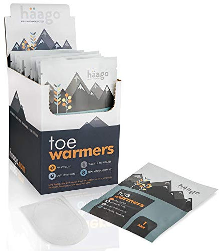 HAAGO 20 Paare (40 Stück) Premium Fußwärmer Zehenwärmer - 100% Natürliche Oxidation, Luftaktiviert - Bis zu 10 Stunden Wärme