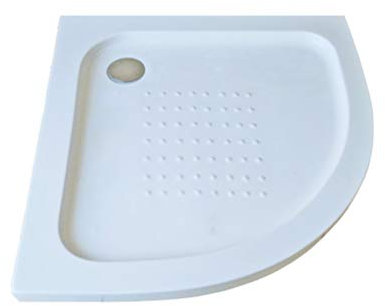 Plato de ducha acrílico semicircular H 5,5 x 90 x 90 blanco con desagüe cromado hilo/sobre suelo