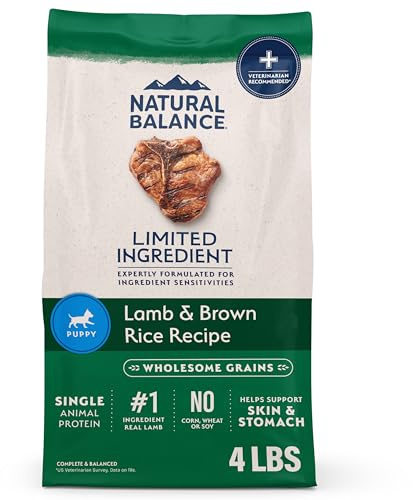 Natural Balance Limited Ingredient Puppy Dry Dog Food with Healthy Grains, Lamb & Brown Rice Recipe, 4 Pound (Pack of 1)
