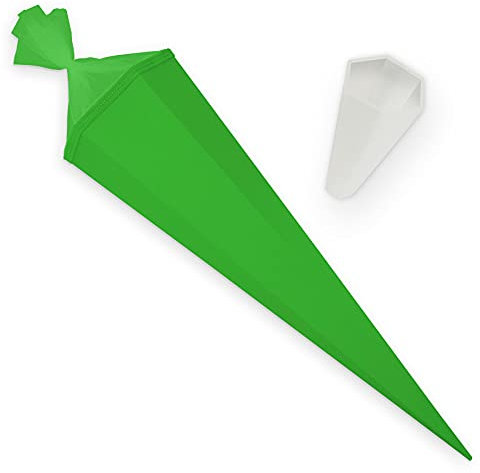 itenga Set Bastelschultüte eckig 85 cm inkl. Spitzenschutz - Schultüte Zuckertüte Rohling 1. Schuljahr (Grün)