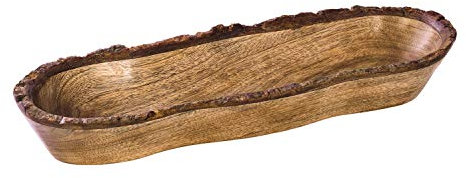 Divit Shilp Naturholzschale, Servierschüssel für Salat, Gemüse und Früchte, große, Tiefe Schale für Familie und Feiern. (Bark Edge Tray)