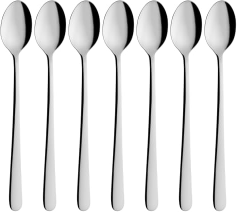 Grunwerg Windsor Carded 6-Piece Latte Spoon Set 6BXSOSWDR, 18/0 Stainless Steel, Silver
