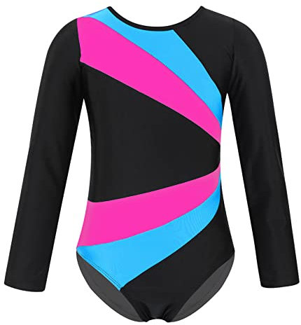 Happy Cherry Kinder Turnanzug Mädchen Gymnastikanzug Langarm Ballett Tanzkleidung Kleinkind Gymnastik Training Trikot Klassisches Crewneck Tanzkostüm