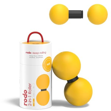 Rodo 2-in-1 Soft Peanut & Lacrosse Ball Roller | Deep Tissue Massage Tool for Fascia, Plantar Fasciitis, Hips & Back | Mobility & Recovery Roller | Compact, Travel-Friendly, Pilates, Therapy Ready