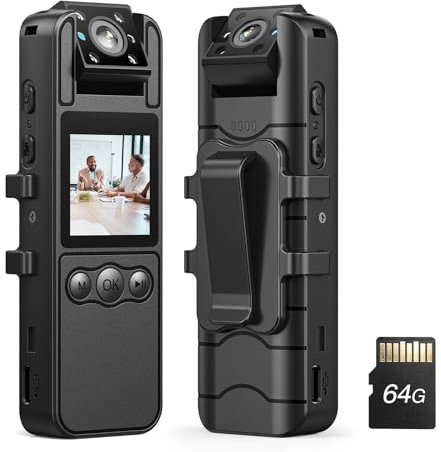 BOBLOV A26 Small Body Camera, 64GB Mini Body Cams, 6 Hrs Video Recording, Tripod Included for Monitoring, Wearable Video Camera for Service, Delivery Recording, Collect Evidence