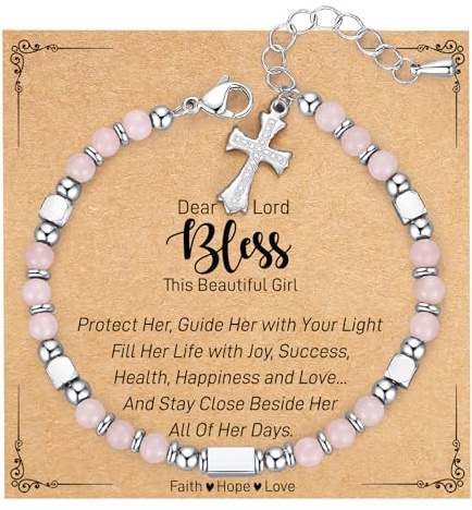 AryaHozel Easter Basket Stuffers, Easter Gifts for Kids Teen Girls Cross Bracelet Confirmation First Communion Baptism Catholic Christian Jewelry 8 12 10 13 Year Old Birthday Teenage Valentines
