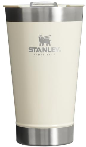 STANLEY Stay-Chill Beer Pint 16 oz | Wide Mouth Lid | Built-in Bottle Opener | Beer Tumbler Cup | Insulated Stainless Steel Pint Glass | BPA-Free | Cream Gloss