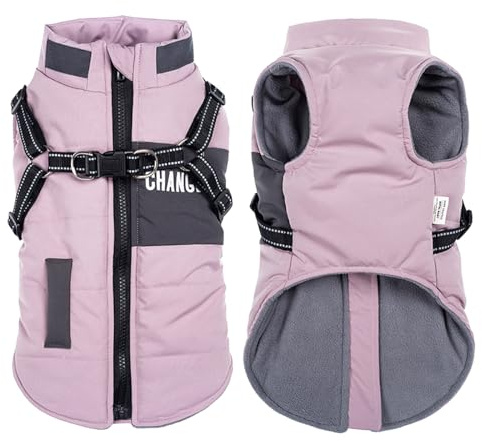 Oslueidy Vestes d'hiver pour Chiens, Manteaux Chauds pour Chiens Vêtements réfléchissants pour Chien Gilet imperméable pour Chiot avec Harnais pour Chiens de Petite et Moyenne Taille