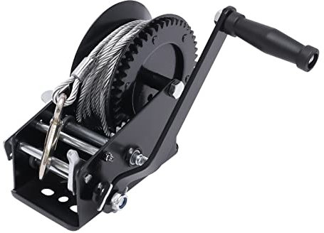 Verricello manuale con corda in acciaio da 33 piedi, verricello, portata massima 3500 libbre, per tirare, traino, può essere montato su barche, rimorchiati, pickup