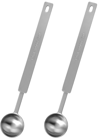 Oruola 2 Pcs Tablespoon Measuring Spoon,Long Handle Measuring Spoons, 18 CM Stainless Steel Teaspoons Measuring Spoon for Accurate Measure Liquid Dry Ingredients Ground Coffee,Cooking & Baking, 5ML