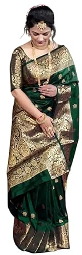 KULIA® Sari da donna con camicetta non cucita, sari Banarasi