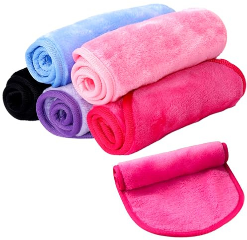 Toallitas Desmaquillantes Microfibra 5 Piezas Facial Toalla Desmaquillante Lavable y Reutilizable Makeup Remover Cloths Para limpieza de facial suciedad aceites y cosméticos 40cm x 16cm