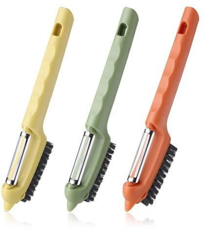 Koolenry Cepillo para Lavar Verduras Multifuncional, Pelador y Cepillo, Herramienta de Cocina Eficiente, Utensilio para la Cocina