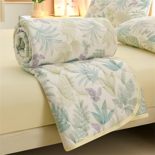 Odot Couette sans Housse Lavable 4,5 Tog, Couette Réversible Ete Legere et Fine - Douce et Confortable, Légère Respirante Couverture Quilting d'Été (Feuilles de Plantes,150 * 200cm)