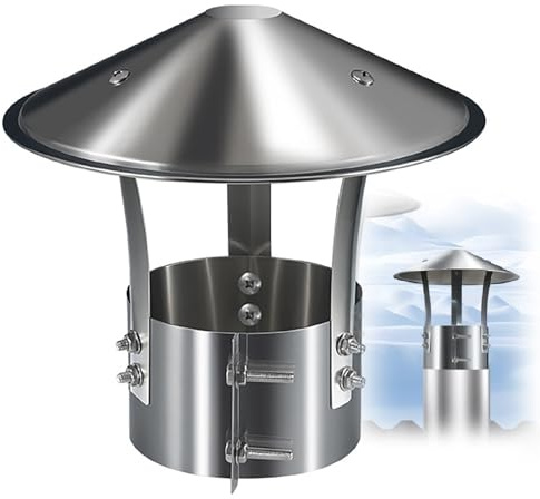 Comignolo 75 100 150 180mm Tappo per Camino Cappello del camino in Acciaio Inossidabile, Tappo Antipioggia per Camino Comignolo Stufa(125mm/5 in)