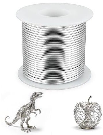 Filo di alluminio 2 mm, 33 m – Fil di ferro modellabile argentato, filo alluminio 2mm flessibile per bricolage, sculture fai-da-te, creazione di gioielli, composizioni floreali e intreccio