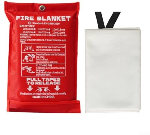 Couverture anti-feu portable en fibre de verre offrant suppression et protection contre la chaleur, adaptée pour l'huile de cuisine, l'électricité et les petits incendies d'urgence (4)