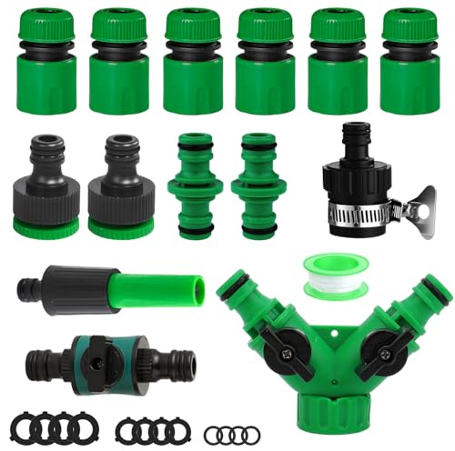 15 Piezas Conector de Manguera, 2026 Kit de Conectores de Manguera de Jardín, Accesorios Manguera Jardin, Conexión de Manguera de Jardín, Conectores de Manguera Rapido, para Grifo Jardin Casa (M1)