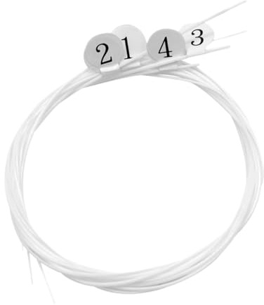 NIYANGLE 4 Stück Nylon Ukulelen Saitensatz mit Ausgewogener Spannung und Süßem Klang für 21-26 Zoll Ukulelen Geeignet Robustes Ukulele Saitenzubehör in Weiß