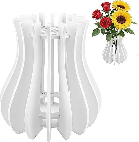 Vaso per Fiori in Legno, Vasi per Fiori Lego per Fiori Artificiali Vaso in Legno Puzzle Vasi Decorazione da Tavolo Espositore Creativo per Rose Girasoli Narcisi Loto Tulipani