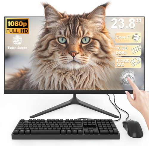 SUKOTOP 23,8 Pollici Computer All-in-One con schermo multitouch FHD Desktop All-in-One Processore Computer Core i7 4 Cores 16 GB di RAM 512 GB SSD con WiFi 6&Bluetooth 5.3