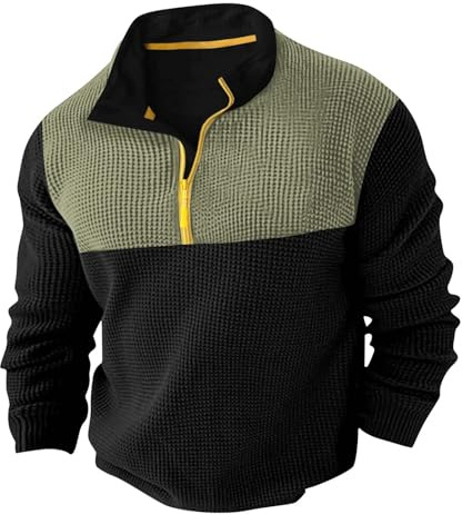 Genérico Sudadera Casual Hombre Invierno Cuello Media Cremallera Manga Larga Deportiva Holgada cómoda elástica Uso Diario