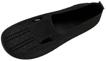 Ballerines à enfiler pour femme, antidérapantes, tricotées, confortables, respirantes, sportives, confortables, Noir , 41 EU