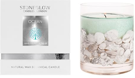 Stoneglow - Ocean Gel Scented Candle Large (Blue with Shells)