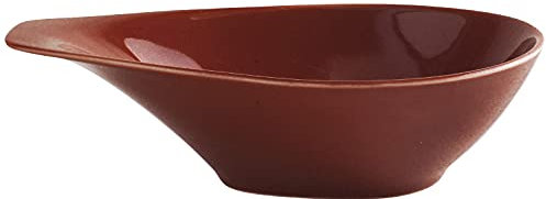 KAHLA 1T2960A93020W Homestyle Schale mit Griff 0,40 l siena red mediterranes Geschirr aus Porzellan mit Steingut- und Keramiklook Suppenschale Salatschale oval 400 ml rot