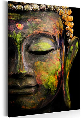 decomonkey Bilder Budda 60x90 cm 1 Teilig Leinwandbilder Bild auf Leinwand Wandbild Kunstdruck Wanddeko Wand Wohnzimmer Wanddekoration Deko Buddhismus Buddha