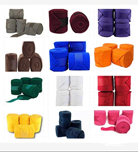 Lift Sports Horse Fleece Bandages/Polo Wraps/Stable Wraps Equestrian Leg Wraps Set of 4 TACK Equestrian Boots Protection (Brown)