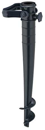 Relaxdays Bodenhülse, Sonnenschirm Halterung, mit Griff, Rasendorn, zum Eindrehen, Wiese und Strand, Kunststoff, grau