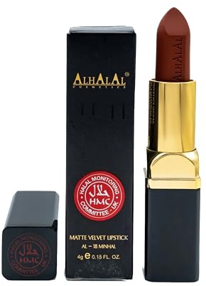 Al Halal matt Samt-Lippenstift Lang anhaltend bis zu 16 Stunden halt Vegan und frei von Tierversuchen (AL-18-MINHAL)