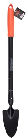 BLACK+DECKER Truelle de Jardin - Tête Pointue - Manche télescopique 77-105 cm - Résistant à la Chaleur - Noir