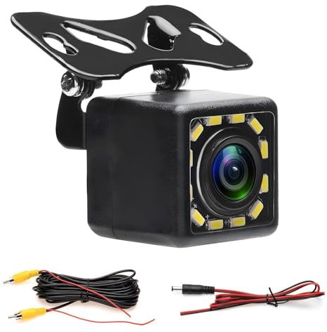 Podofo Auto-Rückfahrkamera, 12-Licht-LED-Rückfahrkamera, HD-Nachtsichtversion, wasserdichte, 170°-Weitwinkel-Auto, Kompatibel mit Den Meisten Autos (P-Format)