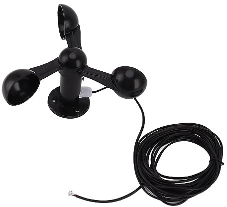 Sensor Anemómetro con Sensor de Viento de 3 Tazas con Cable Impermeable de 8 M, Antiinterferencias, Ampliamente Utilizado, Fácil Instalación para Medición de Viento Al Aire Libre
