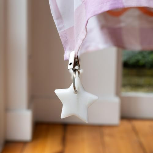 4 x Reusable Tablecloth Weights with Clips Marble Stone Star Pendant Outdoor | Weddings BBQs Catering Events | Heavy to keep table cover secure | handmade