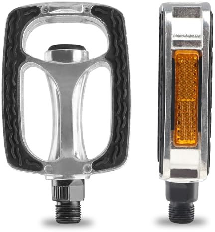 GRELiving Fahrradpedale, Fahrrad Pedale Classic für City/Trekking mit Rutsch Feste Pedalenaus Gummi | inkl. Reflektoren,Komfort, Leicht, 9/16 Fahrradpedale