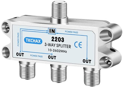 TKCHAX 3 Way Coaxial Cable Splitter,Support 10-2602MHz, RG6 Compatible, Nickel-Plated for Cable Splitter,Work with CATV, Satellite TV,Antenna System and MoCA Configurations