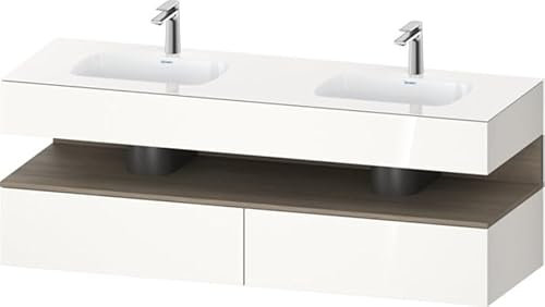Duravit Qatego lavabo encastré avec meuble sous-lavabo en console, 1600x550x600mm, niche chêne terra, lavabo double, QA4797035220010, Couleur: blanc
