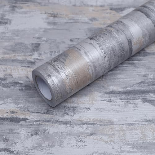 FEILAYS Självhäftande tapet vintage betongutseende tapet självhäftande folie betongutseende vattentät självhäftande folie för vägg bord möbler kök kantning dekoration 60 cm × 3 m grå