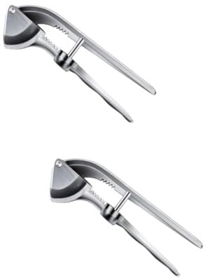 Cabilock 2 Piezas pizca de ajo rallador de queso picadora de ajo garlic press máquina de ajo trituradora de jengibre de cocina suministro de cocina rebanador de ajo Acero inoxidable Silver