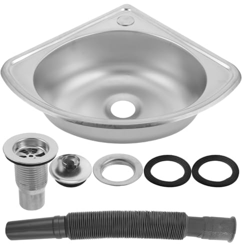 Gatuida Motorhome Kitchen Sink, Small Stainless Steel Corner Basin | Wall Mounted Single Bowl Design, Fan Shaped Profile, Smooth Finish, for Quick Wash Tasks Random Style