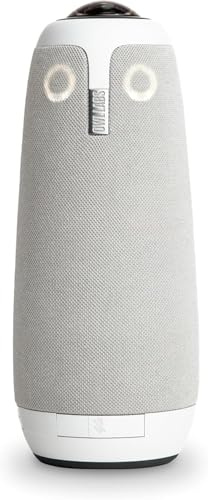 Owl Labs Meeting Owl - Videocamera per videoconferenza FullHD, 3-360°, 1080p, tracciamento degli altoparlanti AI, pickup microfono da 5,5 m, certificato per squadre, supporta zoom, Google Meet e altro