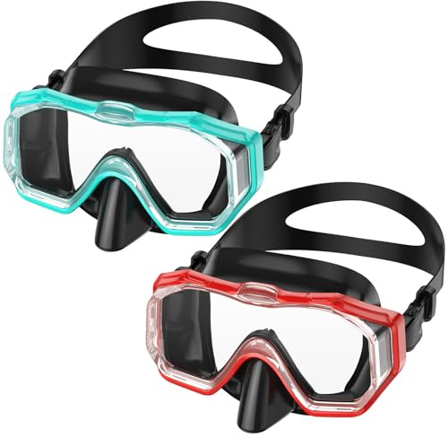 WSTOO Adults Swim Goggles with Nose Cover to Prevent Water Inhaling, Anti-Fog Swimming Mask for Youth Men Women, 2 Pack