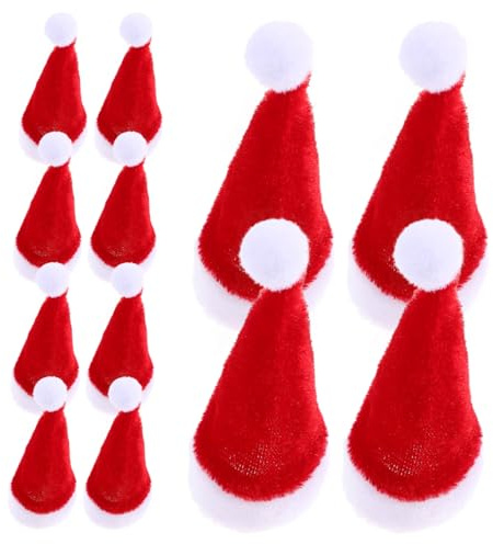 Gogogmee 12 St Miniatyr Julhattar för och Flaskdekoration Söta Små Tomteluva Partyfavoriter för Julfest Dekorativa Accessoarer för Godispinnar och Små Dockor