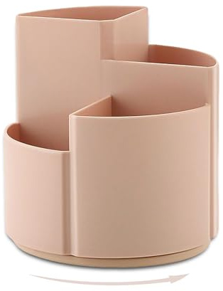 Organiseur de bureau rotatif à 4 compartiments - Organisateur de bureau pivotant à 360°, polyvalent pour stylos, crayons de couleur et pinceaux de maquillage, fournitures de bureau durables avec
